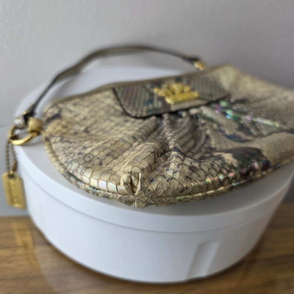 Coach Madison Shimmer Python Leather Wristlet Gol… - image 5